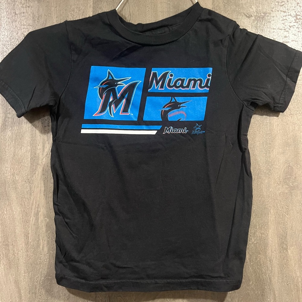 Miami Black and Blue Short Sleeve Tee kids size medium 5/6